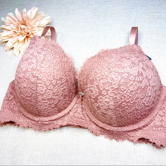 Aerie Pink Lace Push Up Plunge Bra 36DD Nwt - Picture 5 of 8